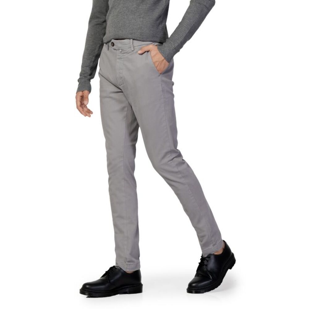 Borghese Gray SlimFit Chinos Men Grey Pants